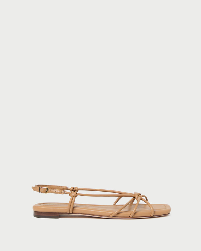 Karly Dune Leather Strappy Sandal in dune nappa leather.