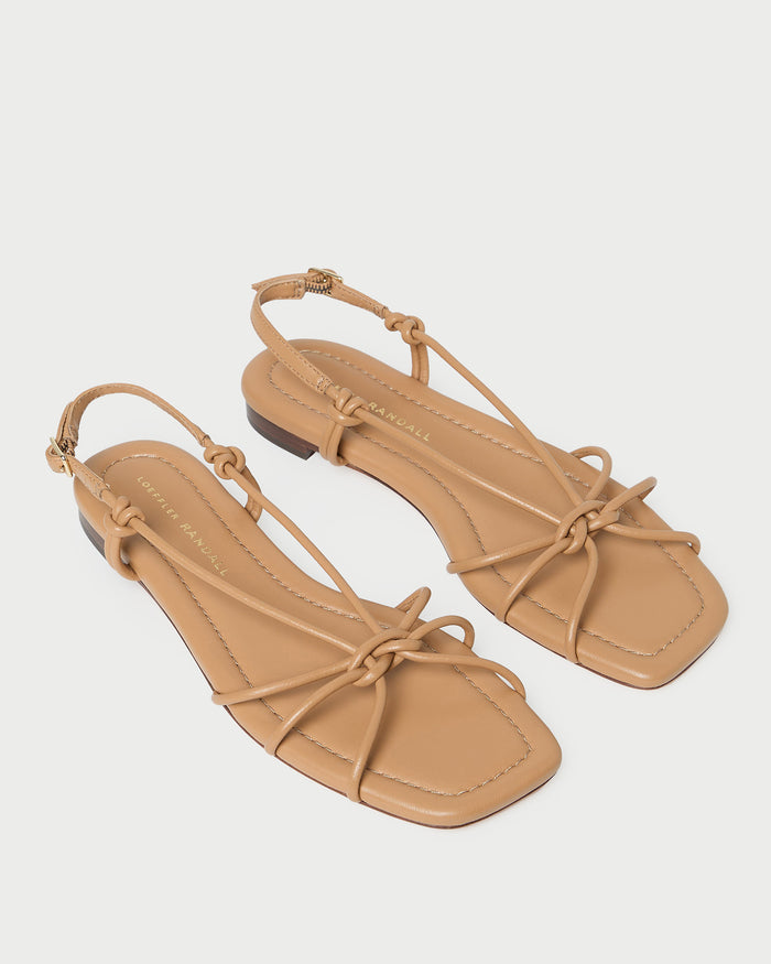 Karly Dune Leather Strappy Sandal in dune nappa leather.