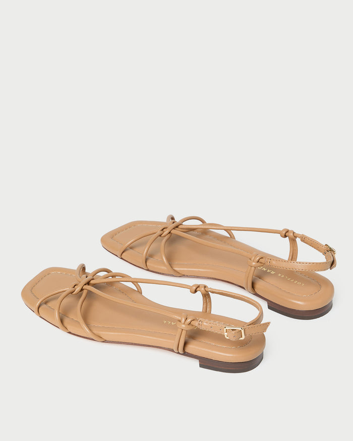 Karly Dune Leather Strappy Sandal in dune nappa leather.