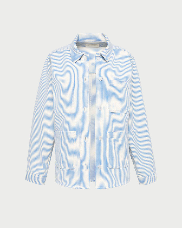 Kennedy Workwear Jacket in blue striped cotton.