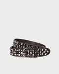 Kip Brown Suede Rhinestone Belt in brown suede with crystal accents.