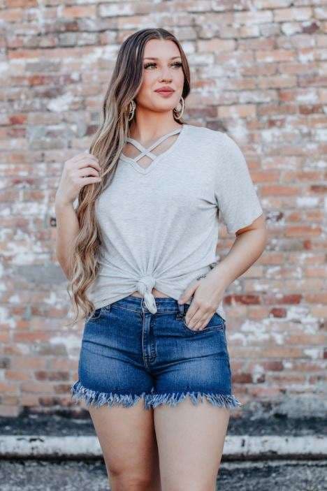 L & B Fringed Denim Shorts