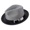 Black men's two-tone braided pinch fedora with grosgrain ribbon