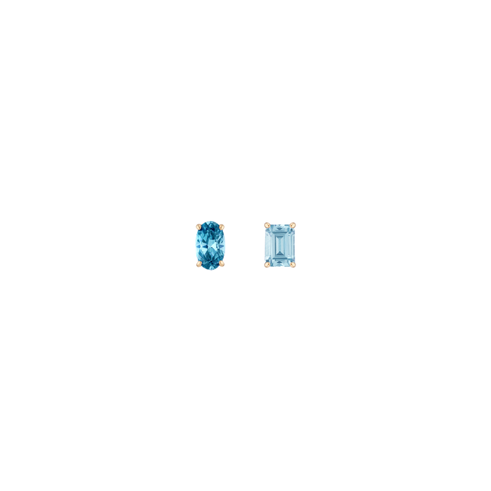 Lab Grown Aquamarine Mosaic Studs Vermeil Yellow Gold First