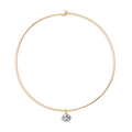 Lab Grown Aquamarine Oval Pendant Collar Necklace Stainless Steel Yellow Gold 15in First