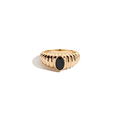 Lab Grown Black Sapphire Art Deco Ring Vermeil Yellow Gold First