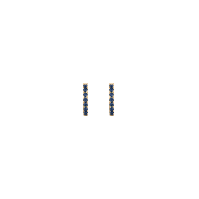 Lab Grown Blue Sapphire Huggie Earrings Vermeil Yellow Gold Pair Single