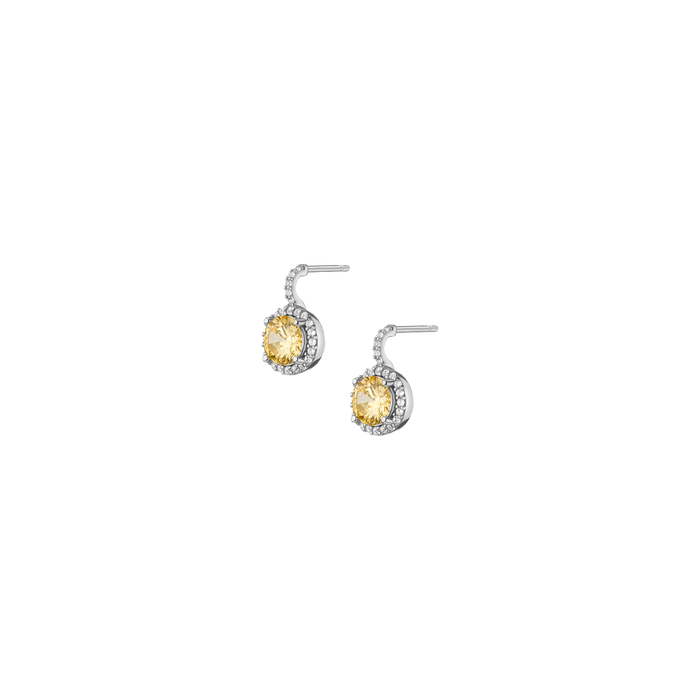Lab Grown Canary Edwardian Earrings Vermeil White Gold