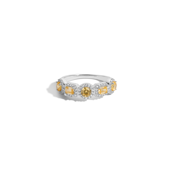 Lab Grown Canary Edwardian Ring Vermeil White Gold First