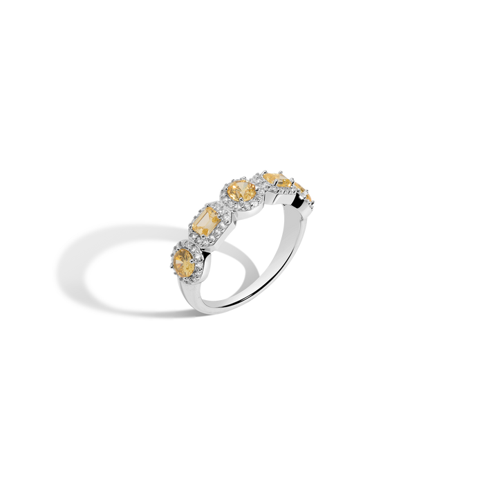 Lab Grown Canary Edwardian Ring Vermeil White Gold