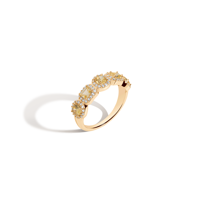 Lab Grown Canary Edwardian Ring Vermeil Yellow Gold