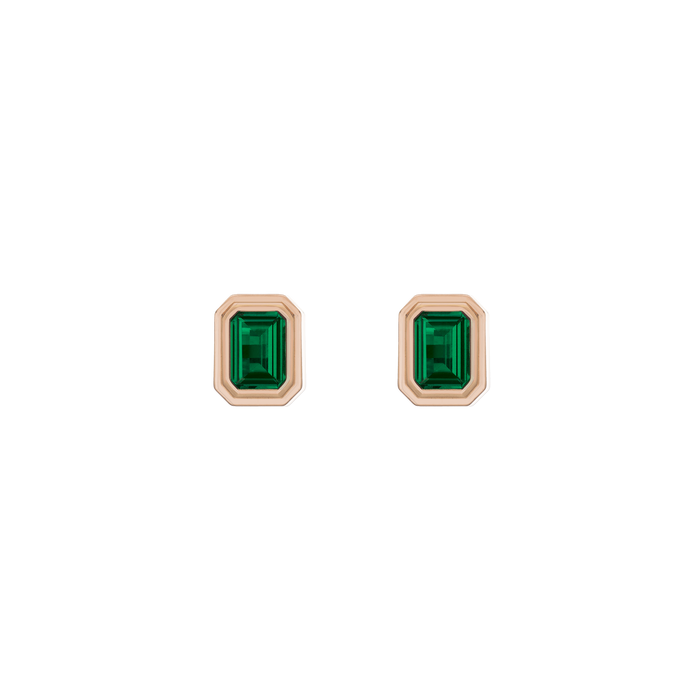 Emerald Heirloom Stud Earrings Vermeil 14k 18k Rose Gold Pair First