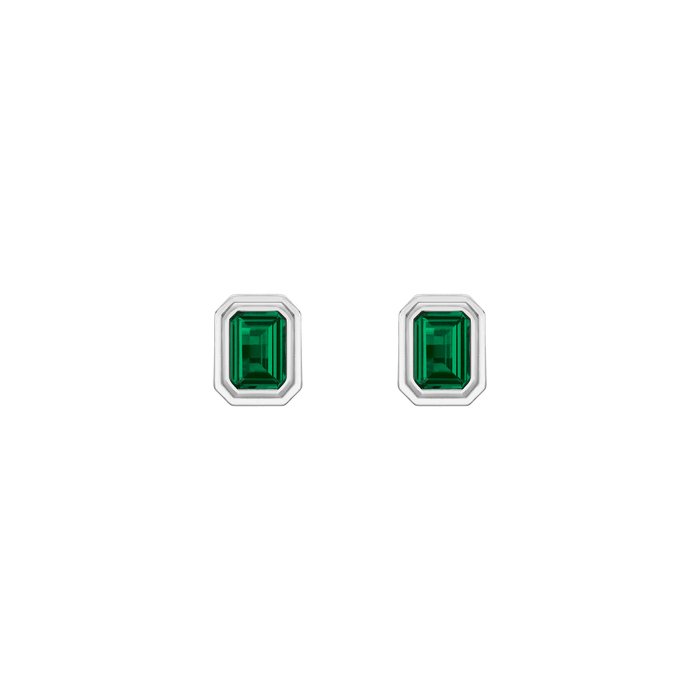 Emerald Heirloom Stud Earrings Vermeil 14k 18k White Gold Pair First