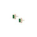 Emerald Heirloom Stud Earrings Vermeil 14k 18k Yellow Gold Pair