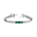 Lab Grown Emerald and White Sapphire Scalloped Tennis Bracelet Vermeil White Gold 6in 6.5in 7in 7.5in First