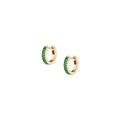 Lab Grown Green Emerald Baguette Huggie Earrings Vermeil Yellow Gold Pair Single First