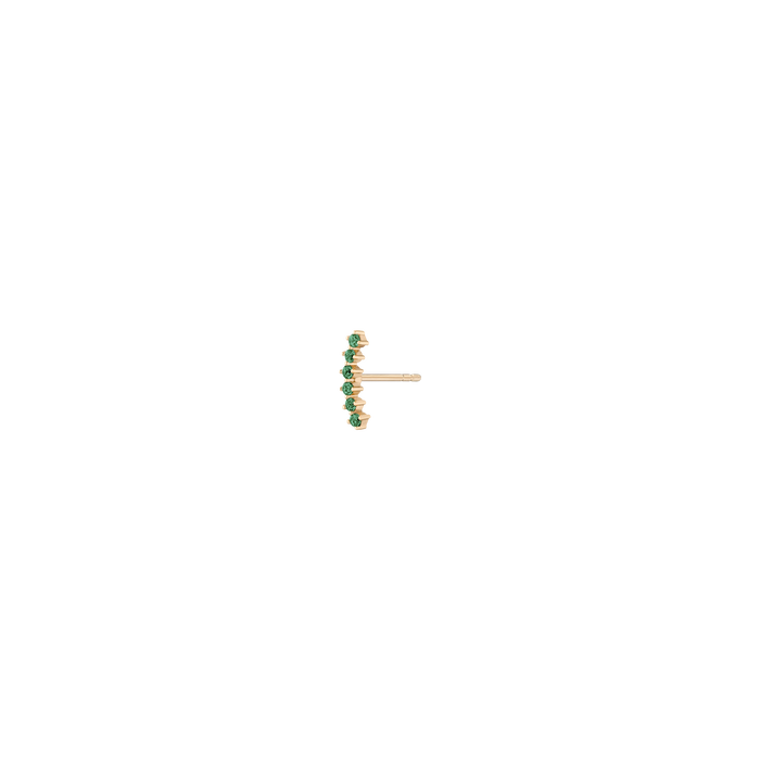Lab Grown Green Emerald Climber Vermeil Yellow Gold Single Flatback Butterflyback