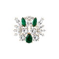 Lab Grown Green Emerald Teardrop Brooch Vermeil Yellow Gold First