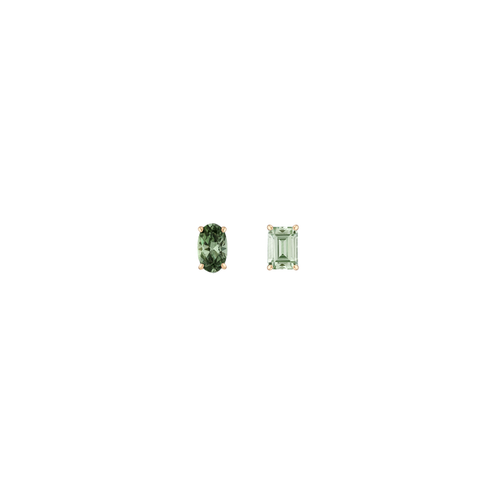 Lab Grown Green Prasiolite Mosaic Studs Vermeil Yellow Gold First