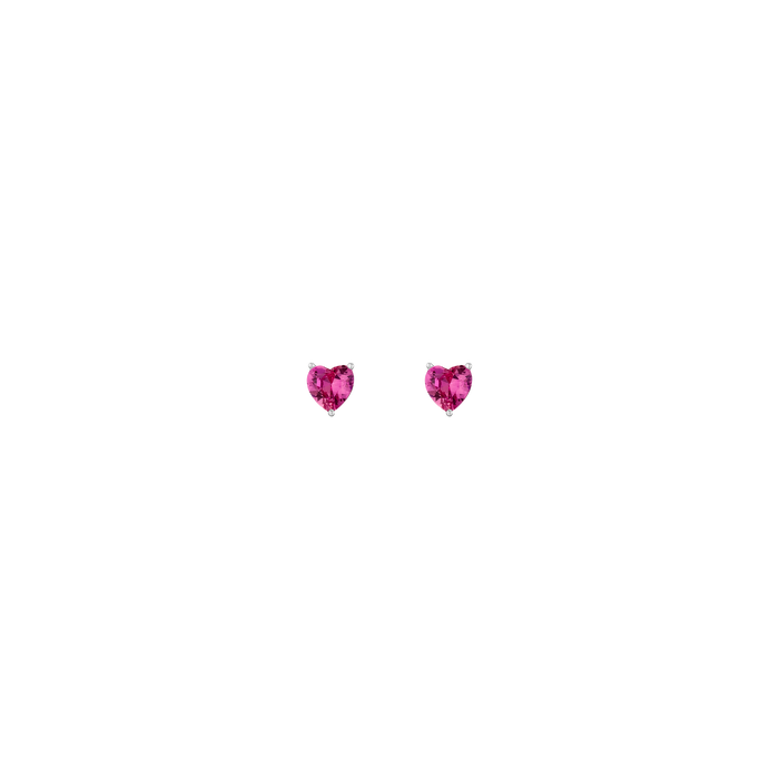 Lab Grown Pink Sapphire Heart Stud Earrings Vermeil White Gold First