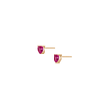 Lab Grown Pink Sapphire Heart Stud Earrings Vermeil Yellow Gold