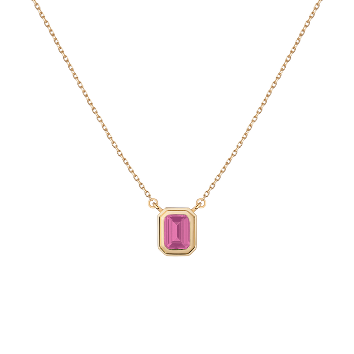 Lab Grown Pink Sapphire Heirloom Necklace Vermeil 14k 18k Yellow Gold First