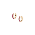 Lab Grown Red Ruby Baguette Huggie Earrings Vermeil Yellow Gold Pair Single First
