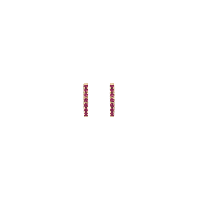 Lab Grown Red Ruby Huggie Earrings Vermeil Yellow Gold Pair Single
