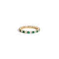 Lab Grown White Sapphire and Green Emerald Alternating Eternity Ring Vermeil Yellow Gold First