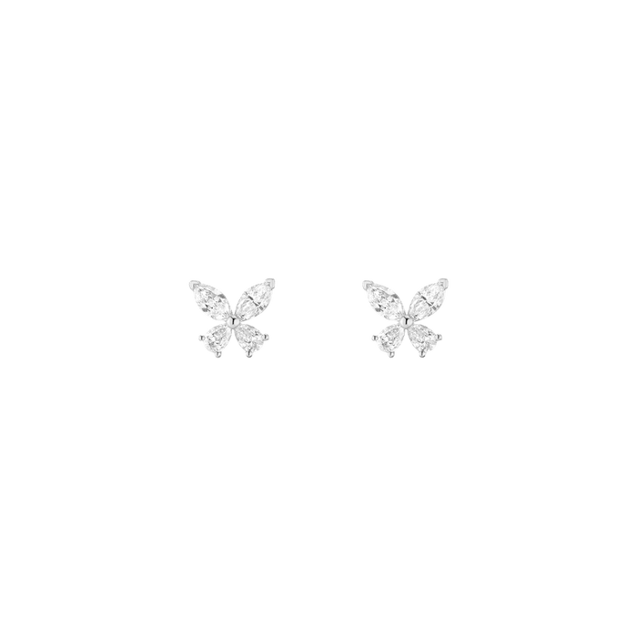 White Sapphire Butterfly Earrings Vermeil White Gold Pair Single First