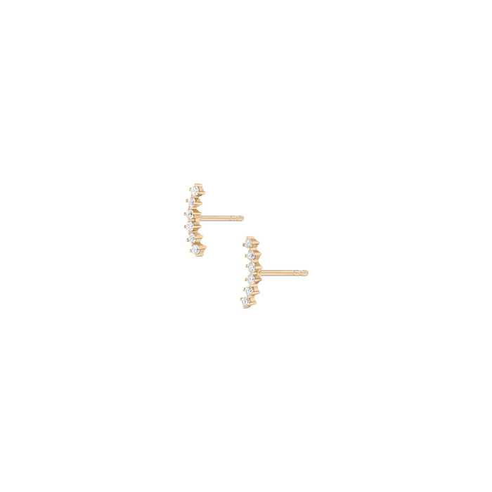 Lab Grown White Sapphire Climber Vermeil Yellow Gold Pair Flatback Butterflyback