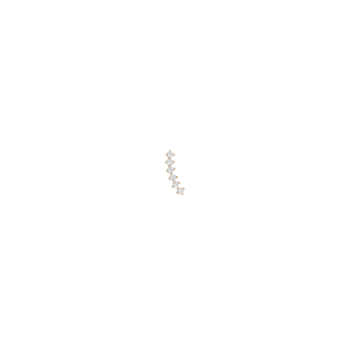 Lab Grown White Sapphire Climber Vermeil Yellow Gold Single Flatback Butterflyback First