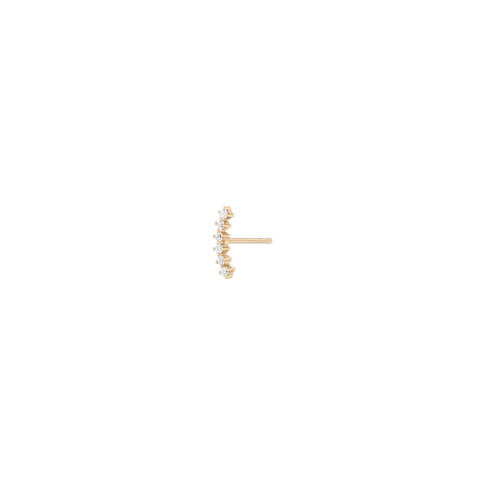 Lab Grown White Sapphire Climber Vermeil Yellow Gold Single Flatback Butterflyback