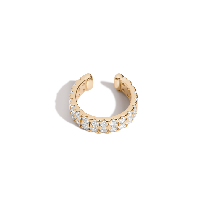 Lab Grown White Sapphire Double Ear Cuff Vermeil Yellow Gold First