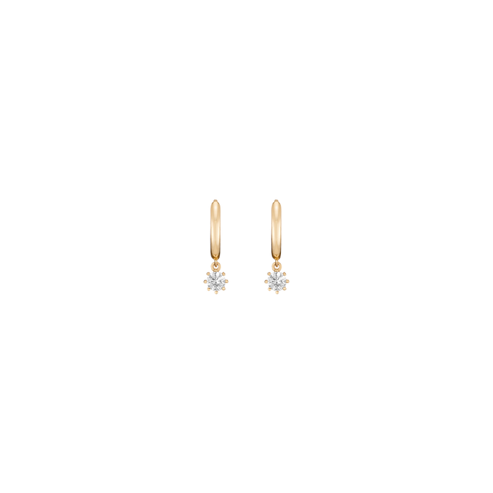 Lab Grown White Sapphire Drop Huggie Earrings Vermeil Yellow Gold Single Pair First