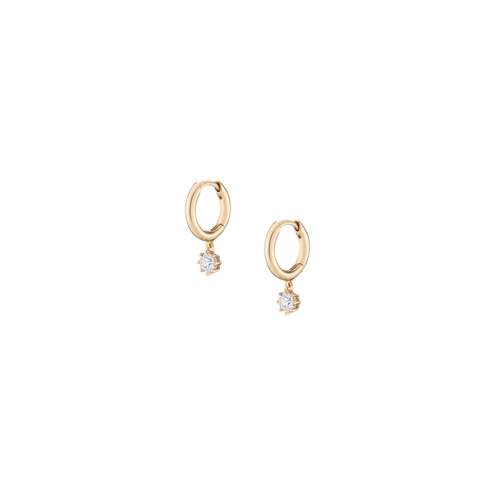 Lab Grown White Sapphire Drop Huggie Earrings Vermeil Yellow Gold Single Pair