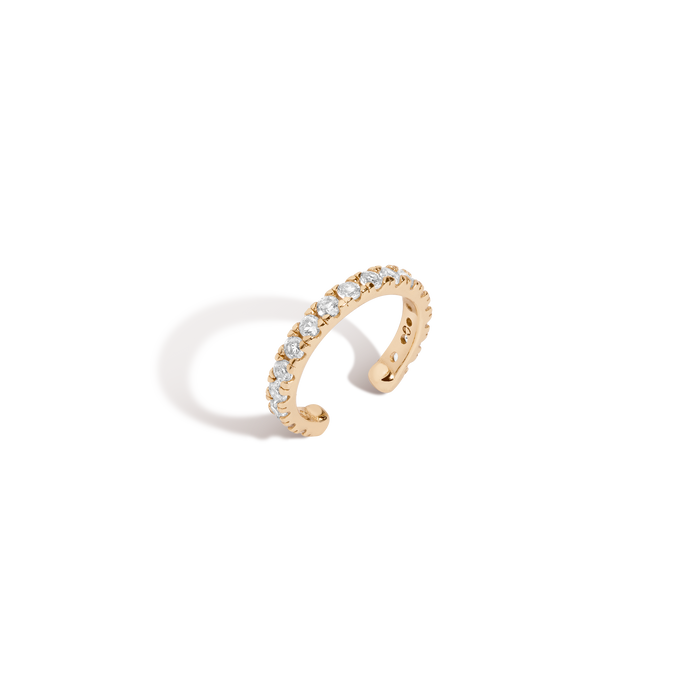 Lab Grown White Sapphire Ear Cuff Vermeil Yellow Gold