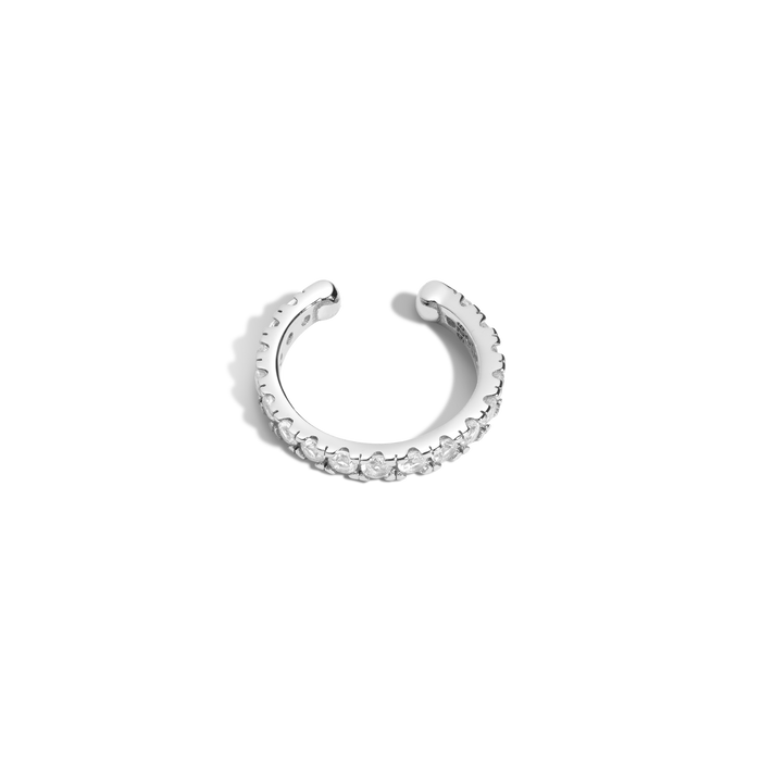 Lab Grown White Sapphire Ear Cuff Vermeil White Gold First