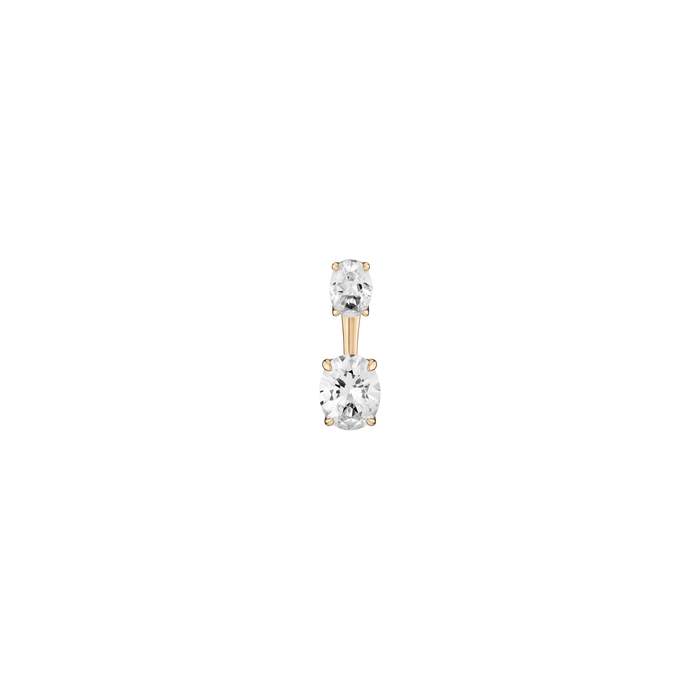 Lab Grown White Sapphire Ear Jacket Vermeil Yellow Gold Oval Top Oval Bottom