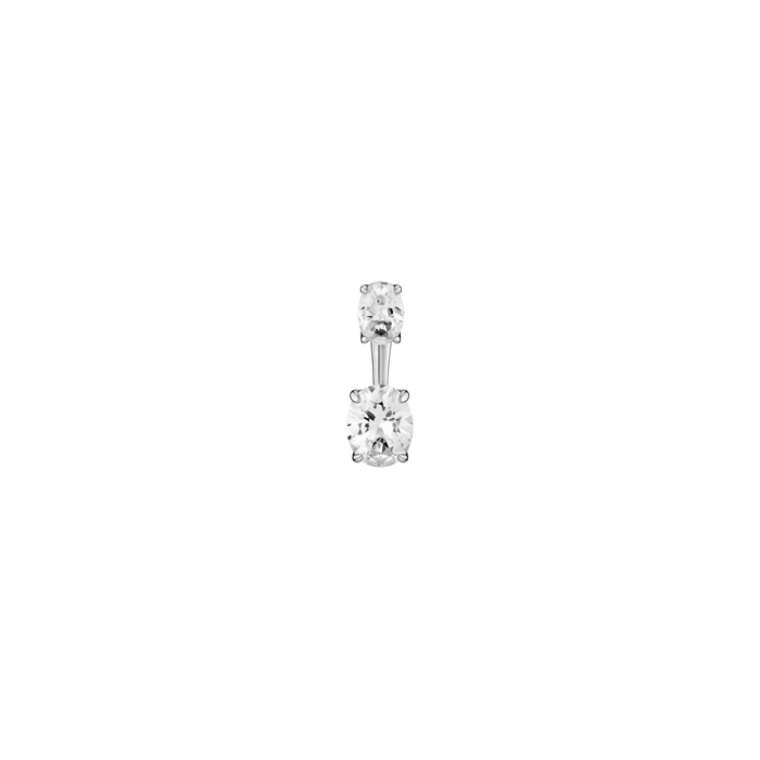 Lab Grown White Sapphire Ear Jacket Vermeil White Gold Oval Top Oval Bottom