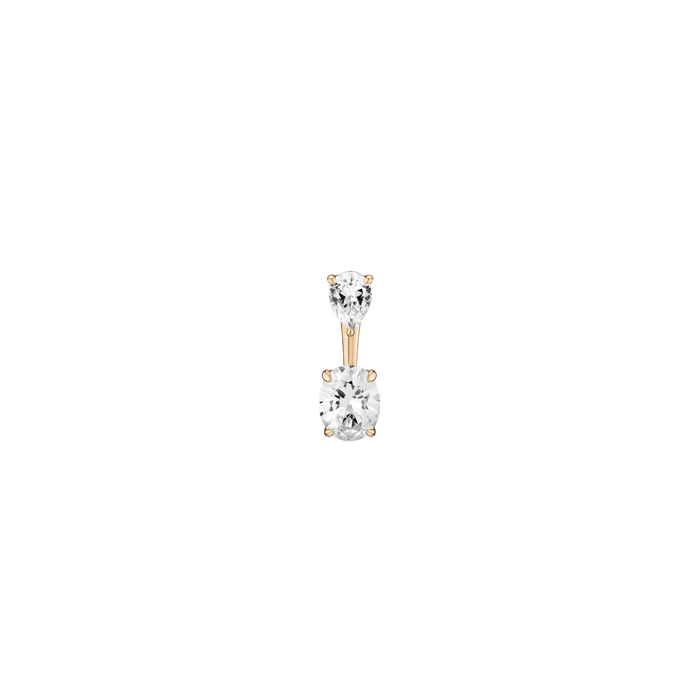 Lab Grown White Sapphire Ear Jacket Vermeil Yellow Gold Pear Top Oval Bottom