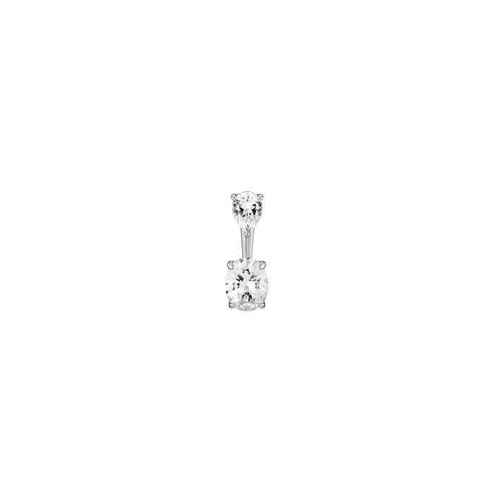 Lab Grown White Sapphire Ear Jacket Vermeil White Gold Pear Top Oval Bottom