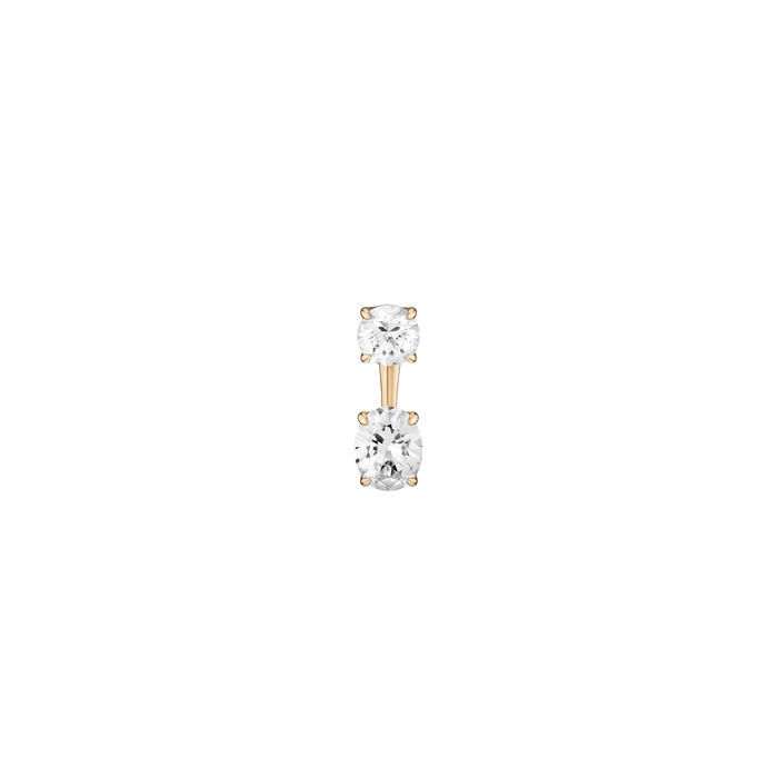 Lab Grown White Sapphire Ear Jacket Vermeil Yellow Gold Round Top Oval Bottom