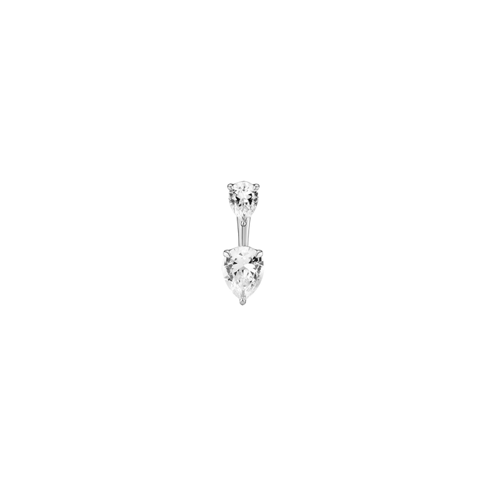 Lab Grown White Sapphire Ear Jacket Vermeil White Gold Pear Top Pear Bottom