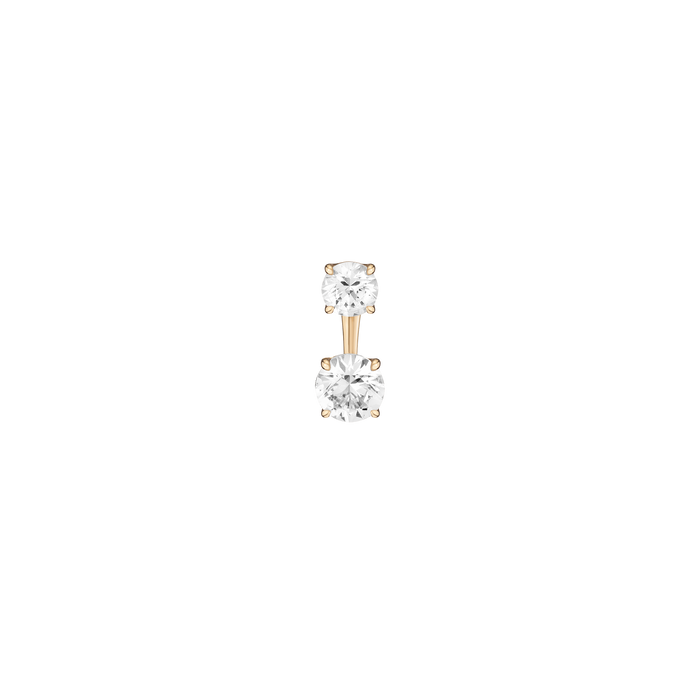 Lab Grown White Sapphire Ear Jacket Vermeil Yellow Gold Round Top Round Bottom First