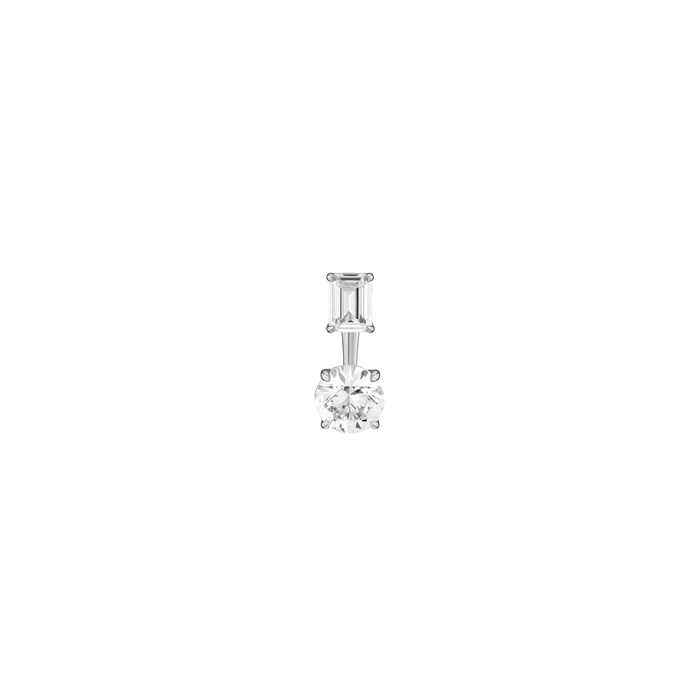 Lab Grown White Sapphire Ear Jacket Vermeil White Gold Emerald Top Round Bottom