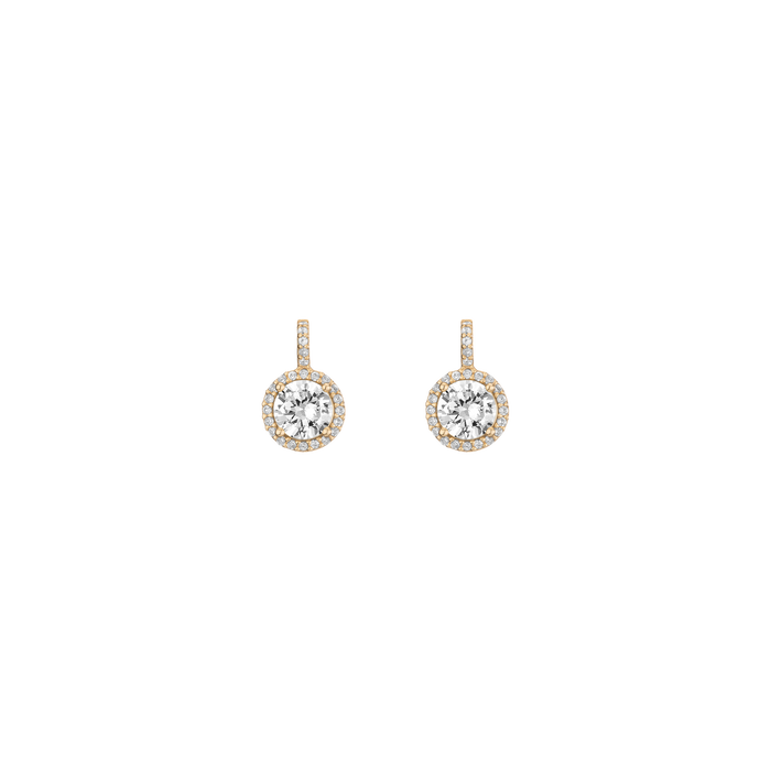Lab Grown White Sapphire Edwardian Earrings Vermeil Yellow Gold First