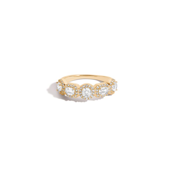 Lab Grown White Sapphire Edwardian Ring Vermeil Yellow Gold First