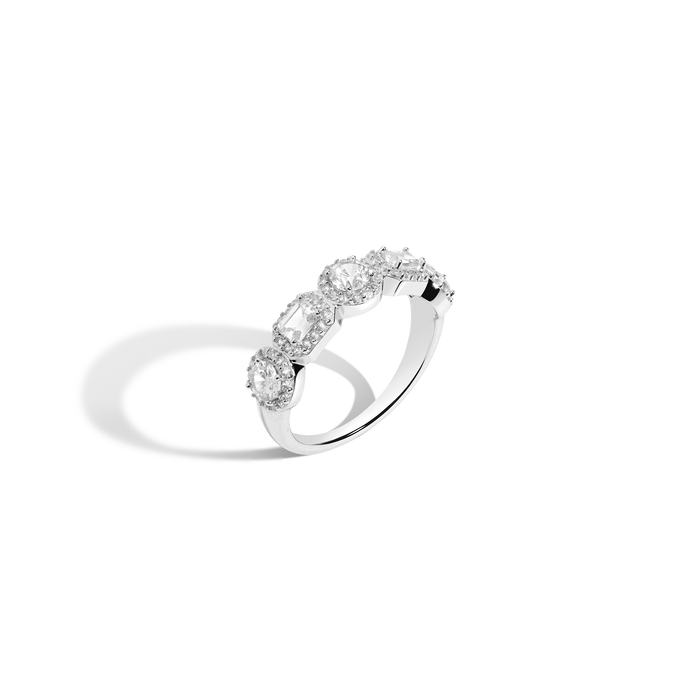 Lab Grown White Sapphire Edwardian Ring Vermeil White Gold
