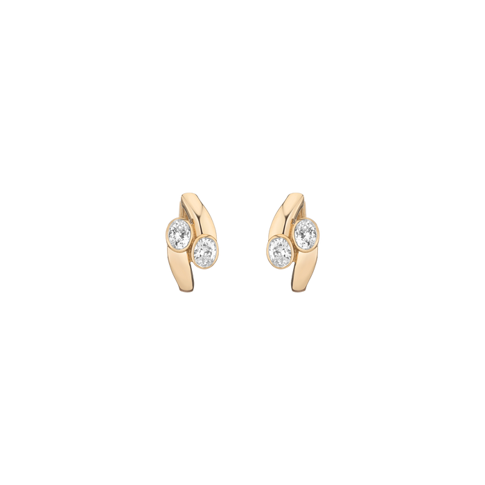 Lab Grown White Sapphire Ellipse Earrings Vermeil Yellow Gold First